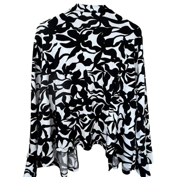 Susan Graver Cardigan Jacket Plus Size 3X Stretch Liquid Knit Black White Open F - Picture 3 of 9